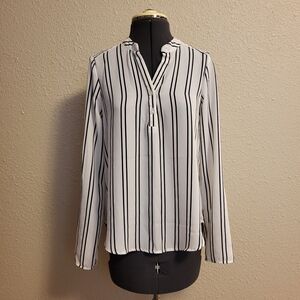 Mine White & Black Sheer Striped Top Size Small